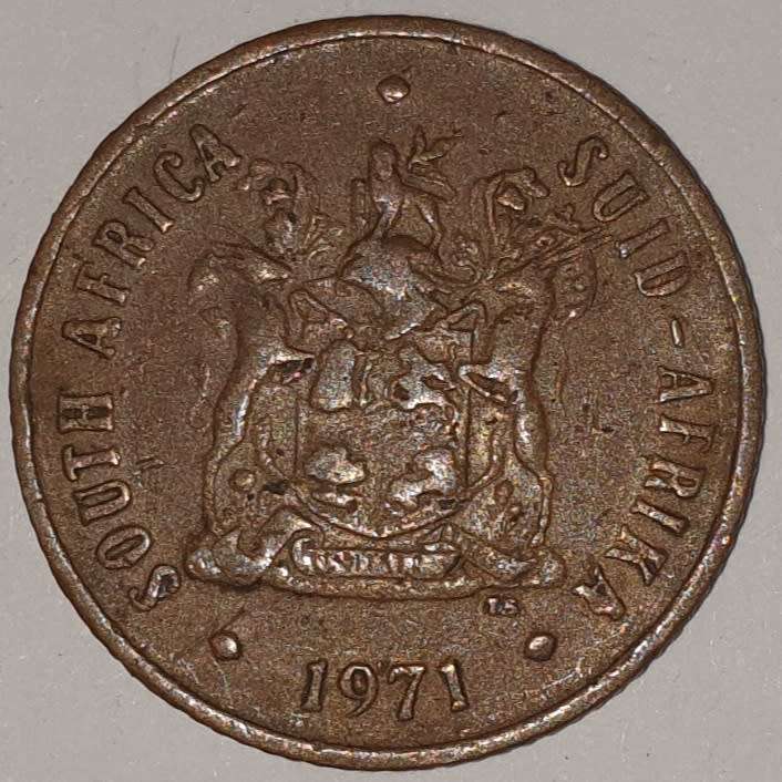 1971 - 2 CENT COIN (TWO CENT COIN) - RSA - BRONZE - KM#83 - BILINGUAL LEGEND - WILDEBEEST
